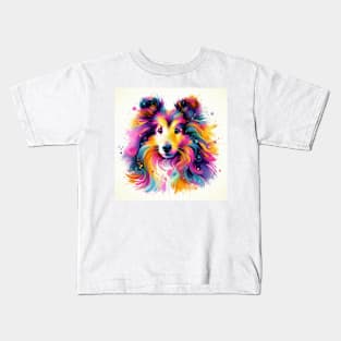 Abstract painting of a Sheltie Dog Kids T-Shirt